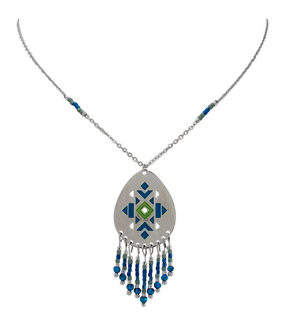 Collier Ikita mexicain bleu